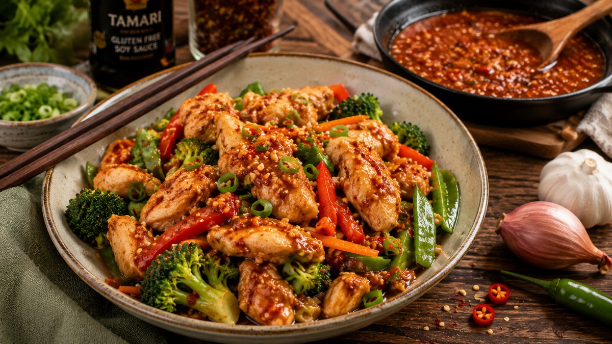 Szechuan Chicken and broccoli stir fry